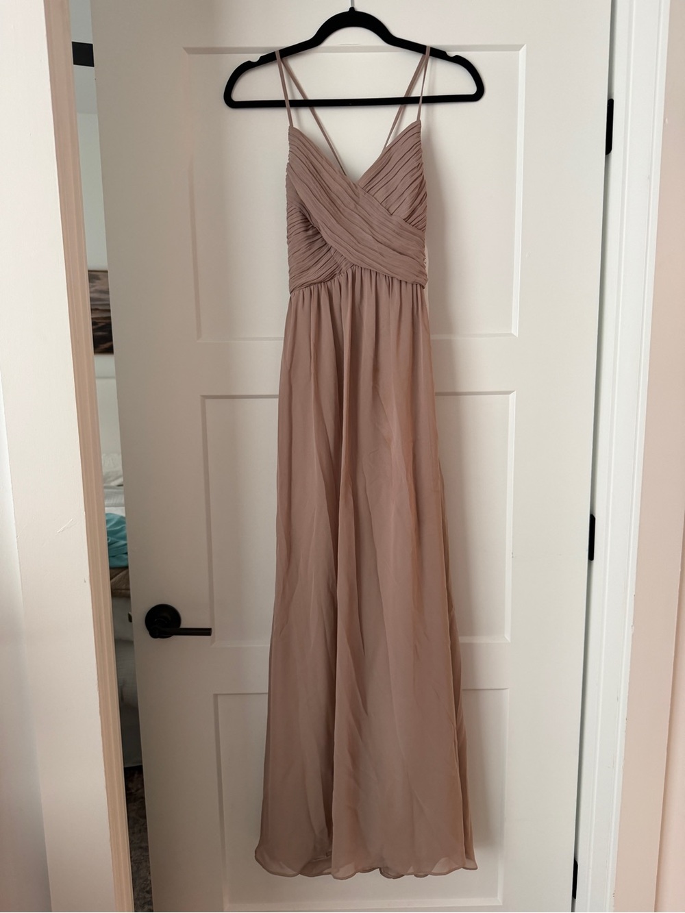Azazie Mauve-Beige Spaghetti Strap Chiffon Maxi Dress
